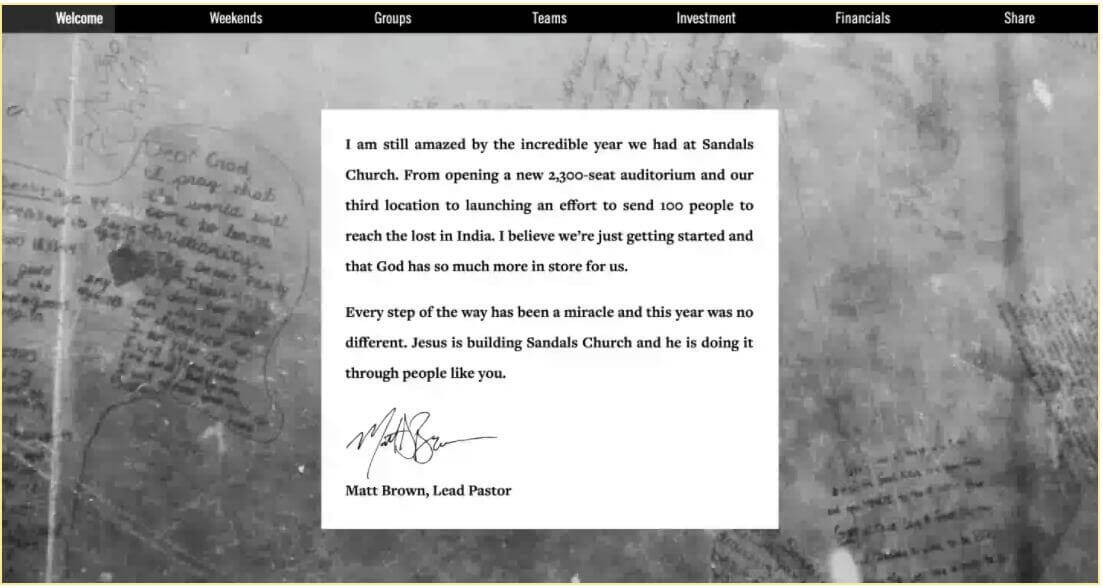 Sandals Church Annual Report